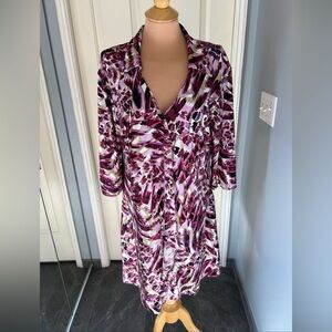 Attitudes by Renee Abstract Print Retro Style Collared Dress